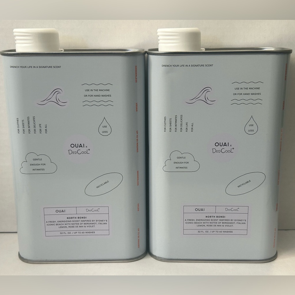 2 pk Sealed OUAI DedCool North Bondi Vegan Laundry Detergent 120 washes